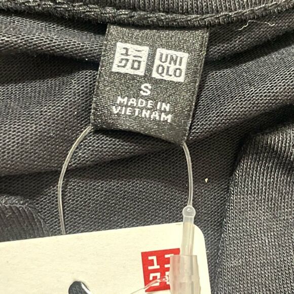 UNIQLO Split Neck Mercerized Cotton Half-Sleeve A-Line Dress, Black, Size Small - Picture 3 of 8